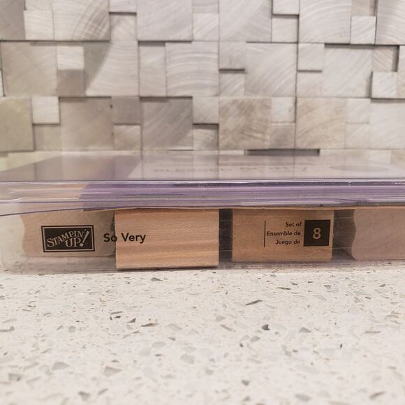 Stampin Up So Very Stamp Set Wood Mounted Rubber Stamps Blessed Happy - Picture 3 of 3